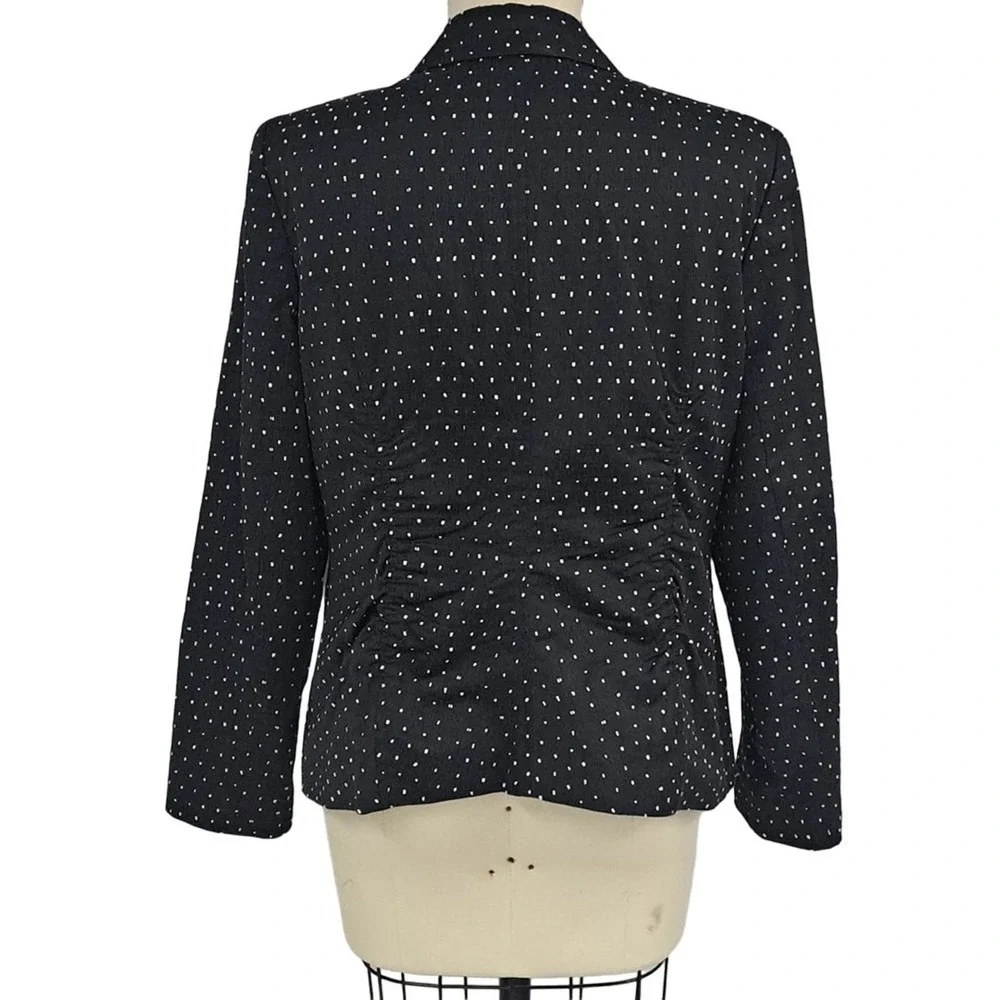 Lafayette 148 Black & White  polka dot Embroidered Blazer Jacket L XL